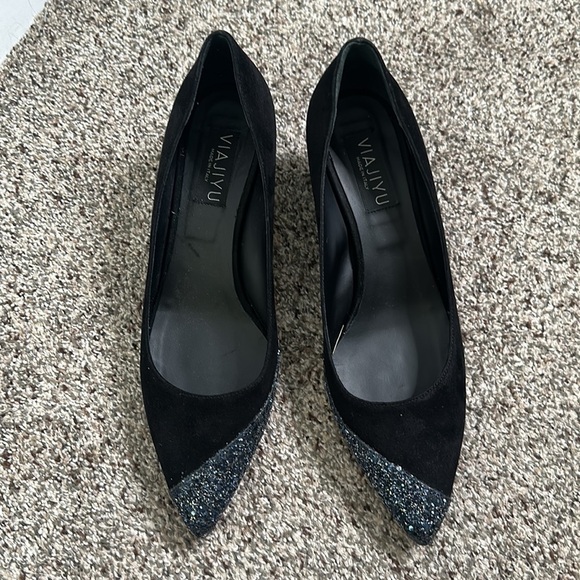 VIAJIYU  black wedges size 9 - Picture 4 of 9